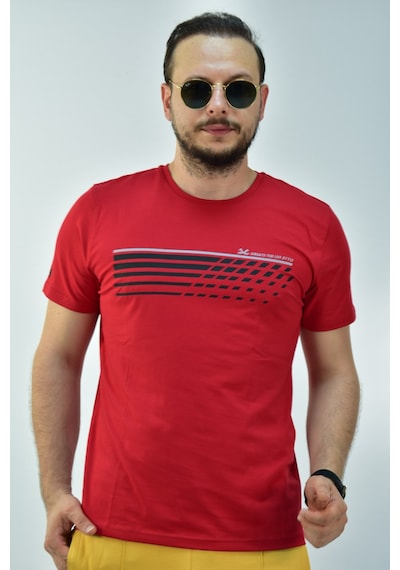 Escetic Erkek Kırmızı Slim Fit T-Shirt-3297 Kırmızı