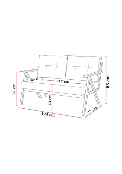 Venedik 2+1+1+sehpa Metal Balkon Takımı Keten Dokulu Kumaş Siyah Metal - Bahçe Teras Oturma Grubu