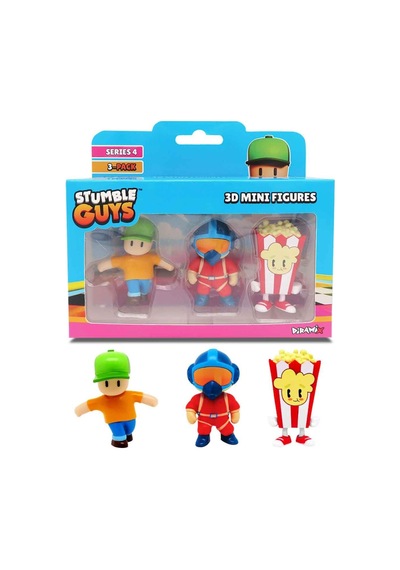 Stumble Guys 3'lü Mini Figür Seri 4 - Mr. Stumble - Bogey - Popcorn