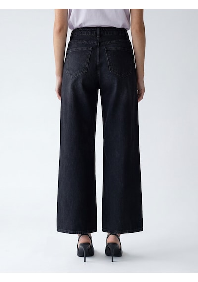 Lcw Jeans Siyah Wideleg Kadın Jean Pantolon