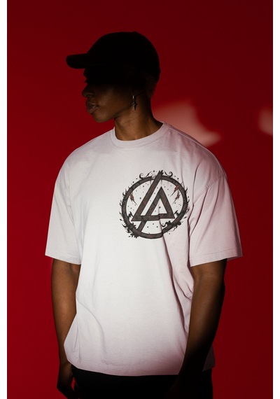 Sevbano Tasarım Linkin Park Sırt Baskılı Unisex Oversize Müzik Grubu Tişö Beyaz