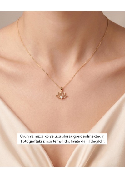 Minik Lotus Çiçeği 14 Ayar Altın Kolye Ucu