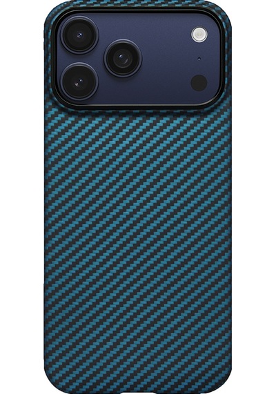 Apple Uyumlu iPhone 17 Pro Kılıf M-safeli Kamera Kontrol Butonlu Aramid Fiber Pitaka Ultra-slim Kapak Siyah-mavi Siyah - Mavi