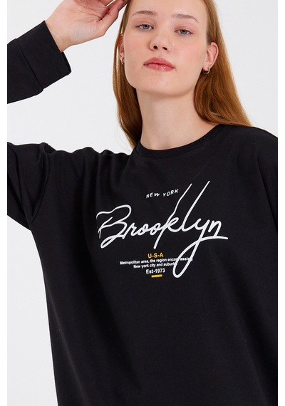 SPR23SWK331 Bisiklet Yaka Ön El Yazılı Brooklyn Sweat