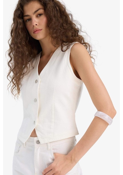 Defacto Jean Blazer Yelek F5899ax25hswt1 Beyaz