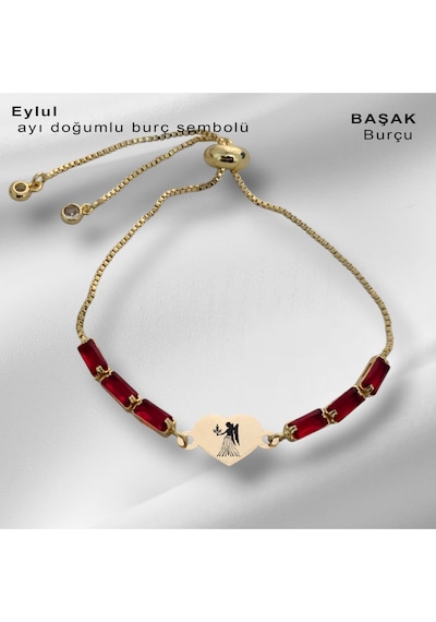 Archin Başak Burçlarına Özel 14 Ayar Altın Plakalı Kalp Figürlü Kırmızı Taşlı Hediye Bileklik-349burç Altın Archin Başak Burçlarına Özel 14 Ayar Altın Plakalı Kalp Figürlü Kırmızı Taşlı Hediye Bileklik-349burç Altın