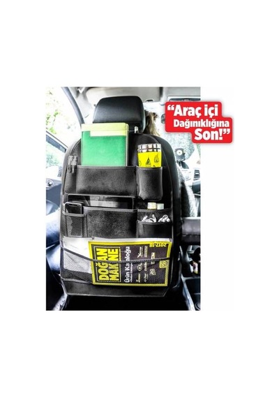 Automix Koltuk Arkası Kalın Süet Kumaş Organizer Siyah