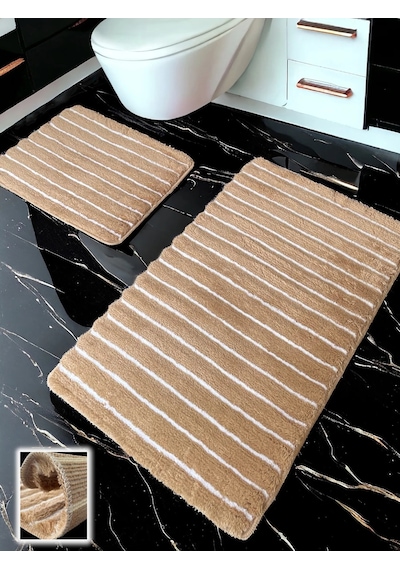 Shalta Bej 2li Banyo Paspası 60x100 50x60 Cm Bej