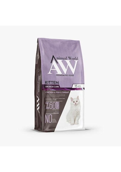 Animal World Tavuk Balık ve Karidesli Yavru Kedi Maması 15 KG