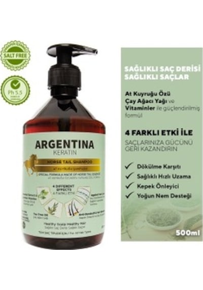 Argentina Keratin At Kuyruğu Şampuanı 500 ML + Saç Maskesi 500 ML + Bakım Sütü 250 ML