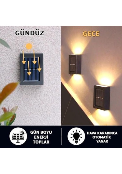 Robeve Tekli Solar Bahçe Aydınlatması Güneş Enerjili Bahçe Aydınlatması Duvar Lambası Çift Taraflı Aplik Iş Çok Renkli