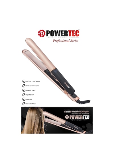 Powertec TR-2860 Seramik Saç Şekillendirici Düzleştirici Bej