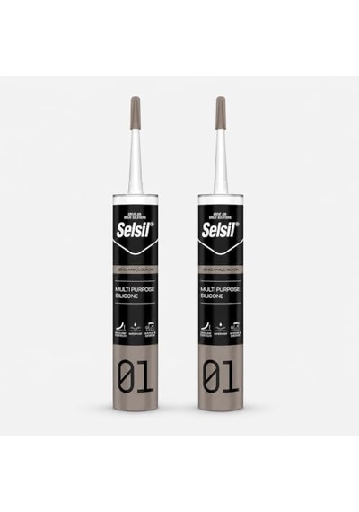 Selsil Genel Amaçlı Beyaz Silikon 280 Gr Cam Pvc Seramik Metal Banyo Mutfak Sızdırmazlık Dolgu Malzemesi 2 Adet