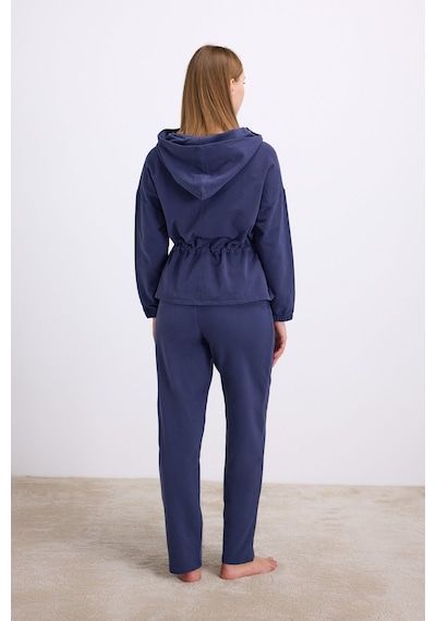 Man11605-1025 Anil Ev Giyim Anıl Kadın Kapüşonlu Fermuarlı Sweatshirt Ve Pantolon Takımı 11605 Parlement