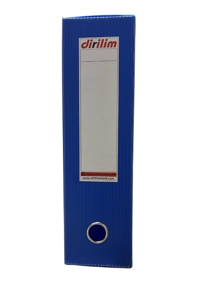 Tr Arşiv Klasörü 24x9x32cm A4 İçin Oluklu Plastik Mavi Lastikli Sırt Etiketli Metal Parmak Halkalı Arşiv Kutusu 3