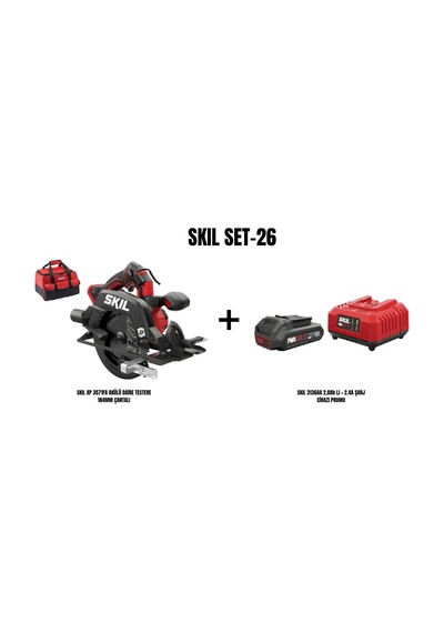 Skil Set-26 Skil XP 3571FA Akülü Daire Testere 184 MM Çantalı + Skil 3136AA 2.0AH Li + 2.4A Şarj Cihazı Promo