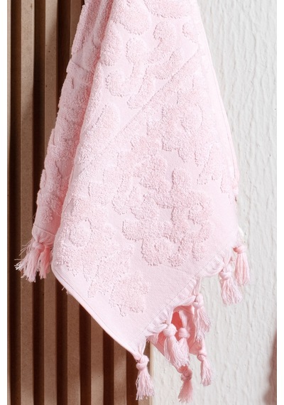 4'lü Hamam Seti %100 Pamuk 2 Adet 70x140 Beden, 2 Adet 50x90 El, Yüz, Saç Havlu Bağlamalı, 1250gr Pudra Pembe