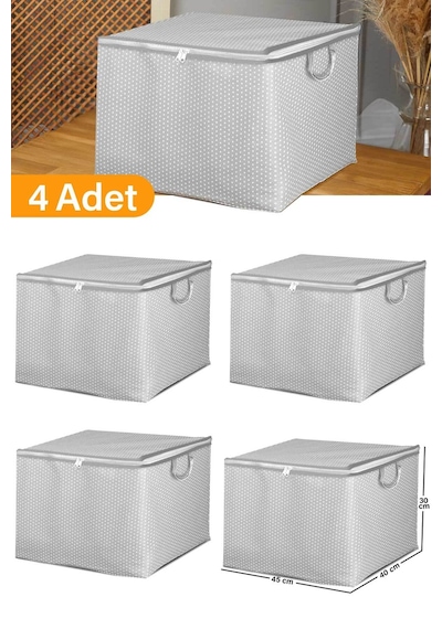 Serstil 4 Adet - Mini Boy Gri Benekli Kıyafet / Nevresim Hurcu - 45x40x30 Cm