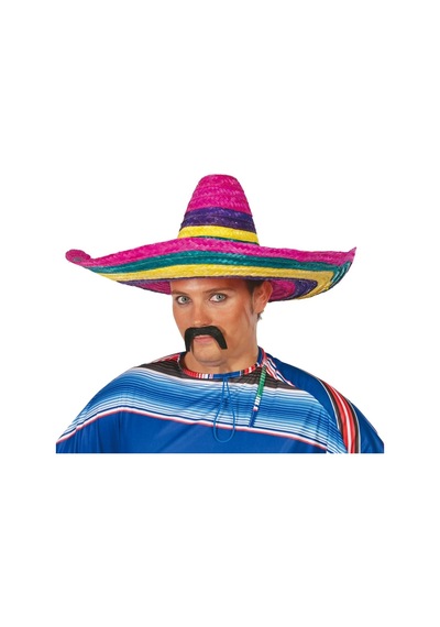 Sombrero Meksika Şapkası Renkli Örme Hasır Yetişkin Boy Çok Renkli