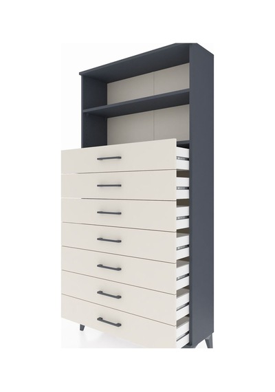 Arges Dolap 2 Raflı 7 Çekmeceli 88x30x182 Antrasit-aytaşı Antrasit