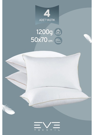 Eve Tekstil 4 Adet Yellow Dream Serisi Fermuarlı Antialerjik Silikon Elyaf Dolgulu Yastık 50x70cm 1200gr