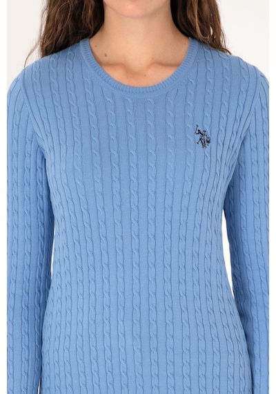 U.S. Polo Assn. Kadın Açık Mavi Bisiklet Yaka Basic Kazak 50313626-VR003
