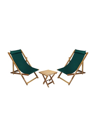 Ahşap Katlanabilir Taşınır Şezlong. Plaj, Bahçe, Teras, Balkon Şezlongu. 3 Lü Set Haki Diğer