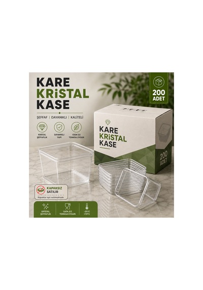 Kare Kristal Kase 200 Adet Şeffaf Plastik Servis Kasesi Şeffaf - 917685757 Şeffaf