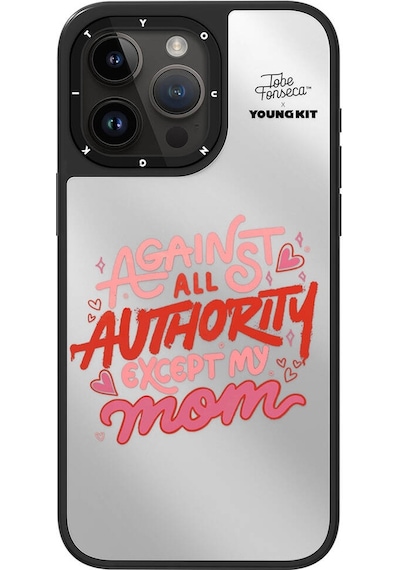 Apple Uyumlu iPhone 15 Pro Kılıf Tobias Fonseca Tasarımlı Youngkit Mirror Kapak Siyah-beyaz