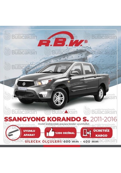 Rbw Ssangyong Korando Sports 2011 - 2016 Ön Muz Silecek Takımı