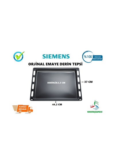 Siemens Uyumlu Ankastre Firin Tepsi Emaye Derin Siyah 44,2 X 37 Cm - 417754246
