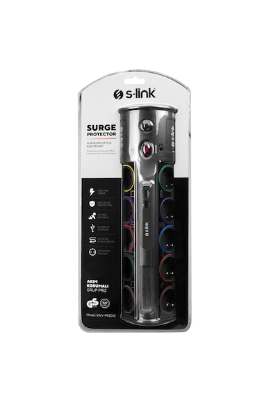 S-link Swv-prz010 Akım Korumalı Priz Usb Giriş 1.8mt 10'lu - 37071 2
