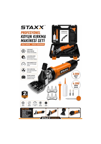 Staxx Stx5049 Büyükbaş Küçükbaş Hayvan Kırkma Makinesi 3000w Elektrikli Koyun Keçi Kırpma Seti