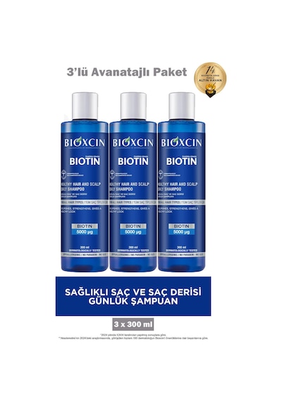 Bioxcin Şampuan Günlük Biotin 300 Ml 3 Adet