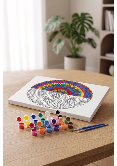 Örgü Desenli Mandala Ahşap Boyama Seti 40x50 Cm