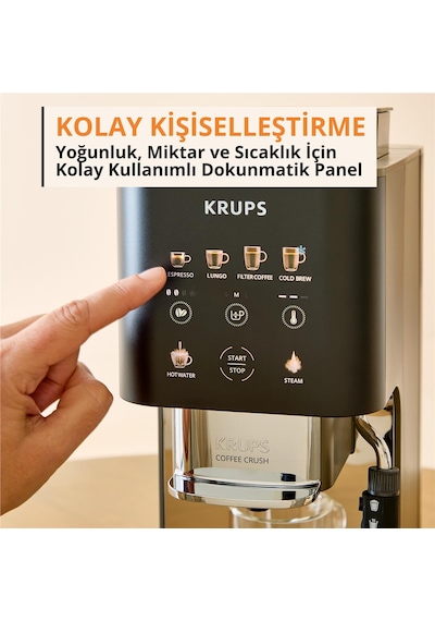 Krups Coffee Crush Experience Tam Otomatik Çekirdekten Fincana Espresso Kahve Makinesi -