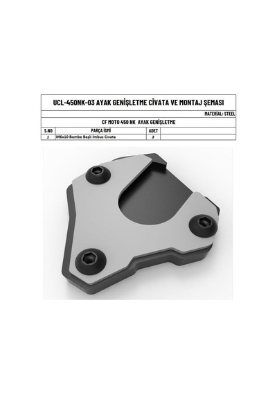 Moto Üçel Cfmoto 450 Nk Uyumlu Ayak Genişletme