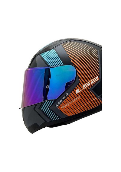 Ls2 Rapid 2 Extra Full Face Motosiklet Kaskı Şeffaf + Gökkuşağı Vizörlü Mat Gri - Neon Turuncu