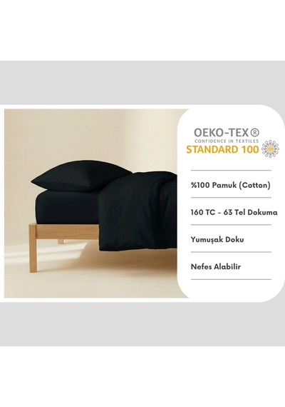Prime Sleeks %100 Pamuk Yastık Kılıfı 2 Adet - Siyah - 50x70cm Siyah