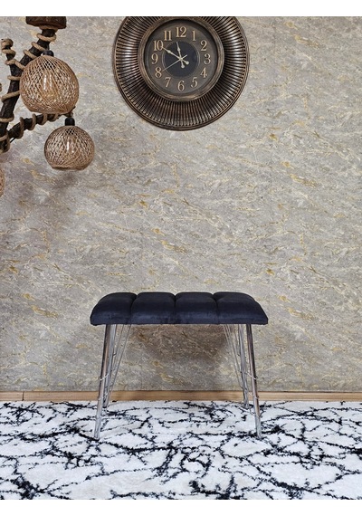 Zafir Metal Krom Tel Ayaklı 60 Cm Puf Bench - Puf - Bench - Oturak - Mutfak Oturağı - Antre Oturağı Füme
