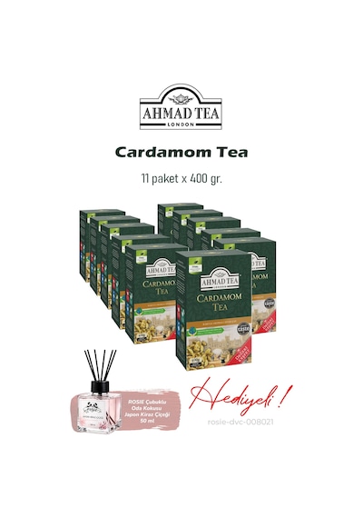11 Paket Ahmad Tea Cardamom Dökme Çay 400 Gr. Ve Rosıe Koku