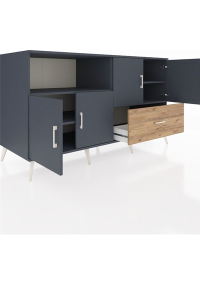 Kronos Konsol 4 Raflı Tek Çekmeceli 4 Kapaklı 176x59x99 Antrasit- Antrasit-antrasit/çam Kronos Konsol 4 Raflı Tek Çekmeceli 4 Kapaklı 176x59x99 Antrasit- Antrasit-antrasit/çam