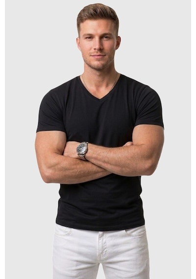 Deepsea Siyah V Yaka Slim Fit Erkek Tişört 1801165 Siyah