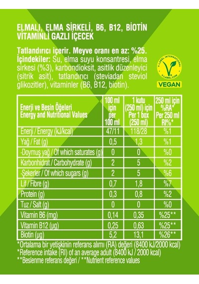 Nontoxx Elmalı, Sirkeli, Gazlı İçecek 250 Ml