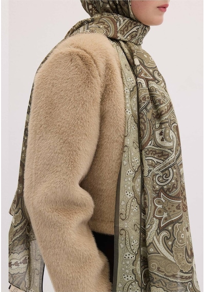 Freshscarfs Siara Desen Şal Kahve haki