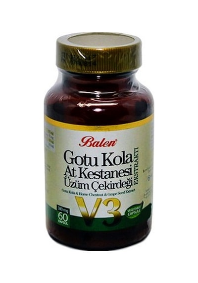 Balen Gotu Kola At Kestanesi Üzüm Çekirdeği Ekstraktı V-3 380 MG 60 Kapsül