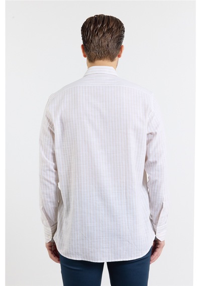 İmza Bej Kısalabilir Kol Cepsiz Pamuk Casual Comfort Fit Gömlek 1004250128 Koyu Bej