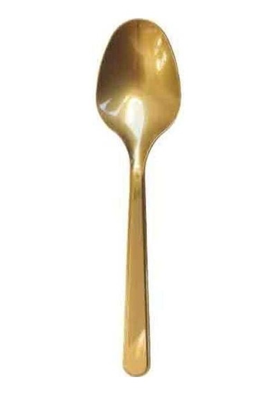 25 Li Altın Plastik Kaşık 18 Cm Sert Tek Kullanımlık