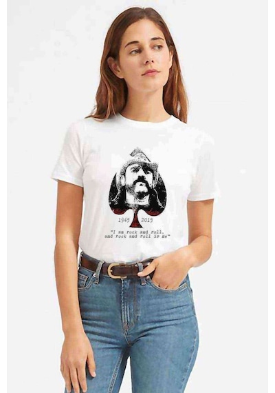 Motörhead I Am Rock And Roll Baskılı Beyaz Kadın Tshirt