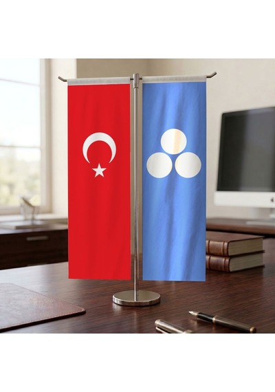 Timur Devleti Ve Türk Bayrağı Kırlangıç T Tipi Masa Bayrak Takımı Diğer